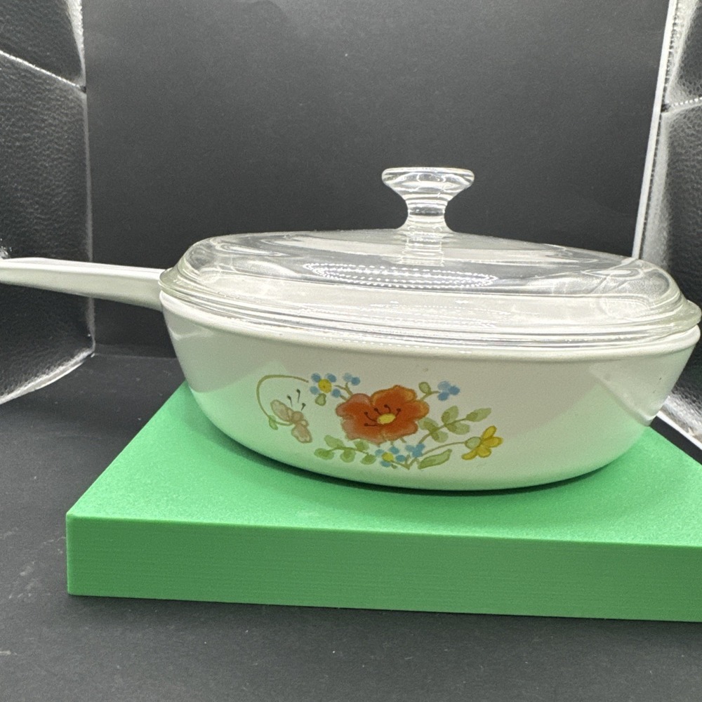Corning Ware Menuette Orange Wildflower 6‎ 1/2" Pan Skillet Dish P-83-B With Lid